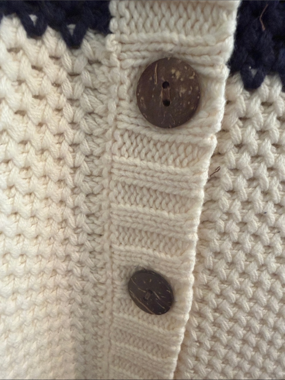 Chaser Cream and Navy Striped Knit Button Cardigan - Picture 3 of 5
